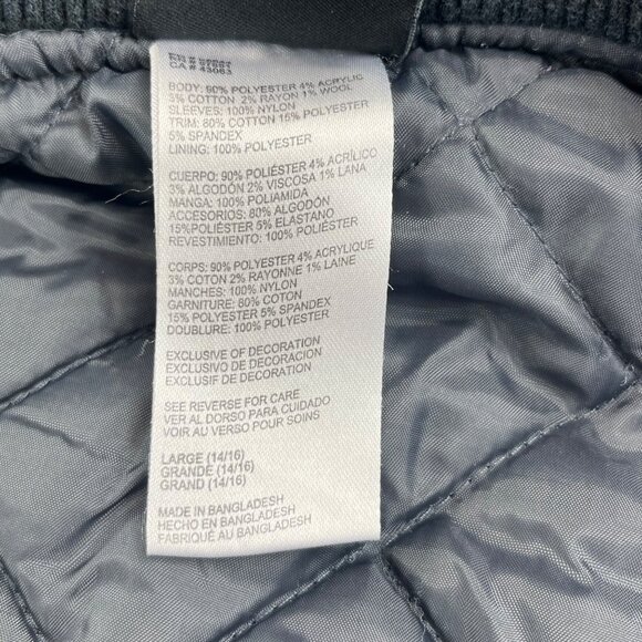 Miami Hurricanes Varsity Jacket Womens Large Gen2 Gray Black Quilted Snap Button - Picture 5 of 11